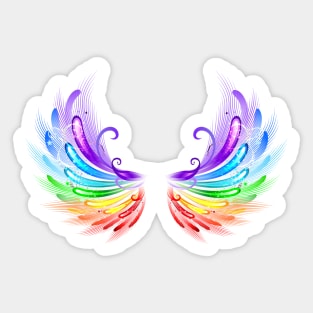 Rainbow Wings on a White Background Sticker